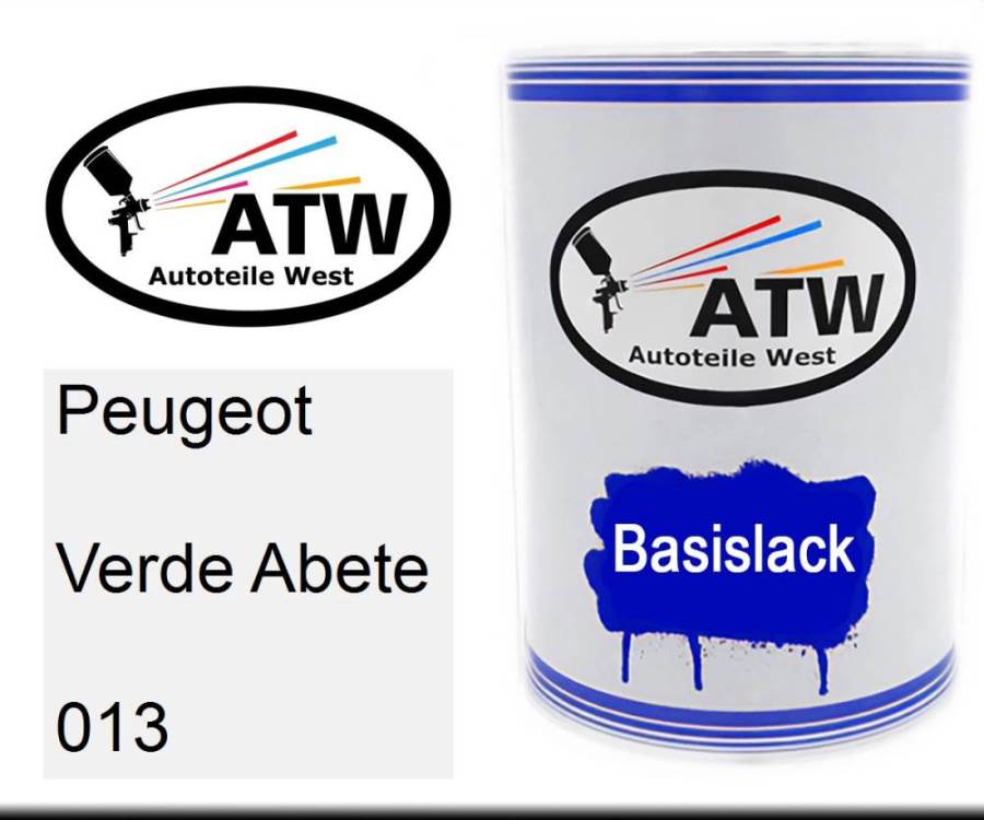 Peugeot, Verde Abete, 013: 500ml Lackdose, von ATW Autoteile West.